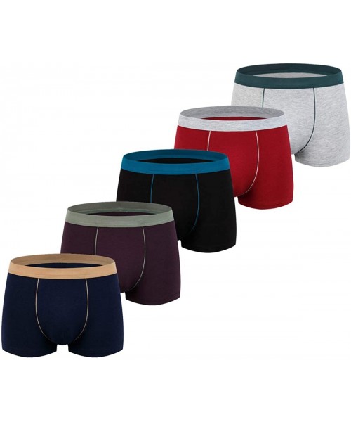 Boxer Briefs Men's Boxer Briefs Cotton Breathable No Ride-up Trunks Underwear 5 Pack - 5 Colors - CB18AHE79OE