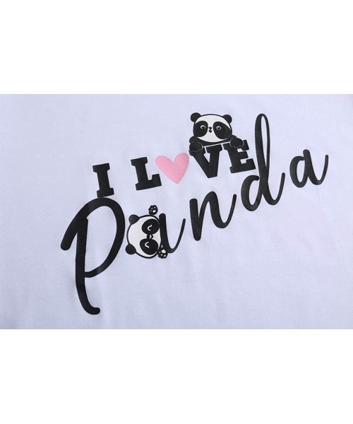 Sets Pajamas Sets Women Soft Lovely Wine Cat Print PJS Short Sleeve Panda Pajamas - Panda - CP194UO85D9