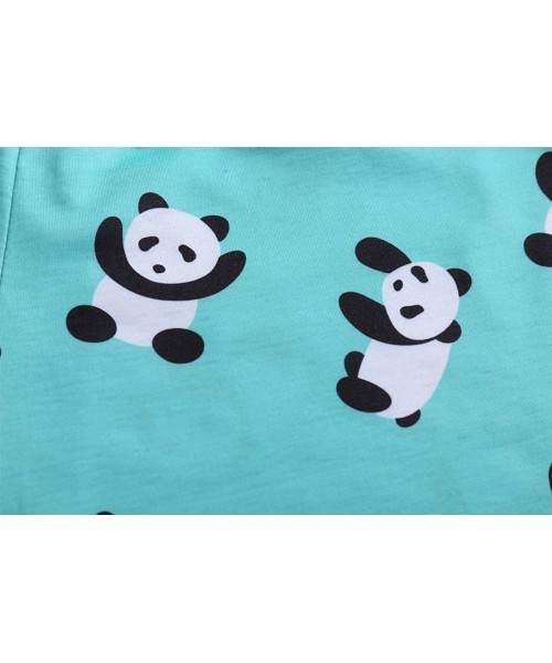 Sets Pajamas Sets Women Soft Lovely Wine Cat Print PJS Short Sleeve Panda Pajamas - Panda - CP194UO85D9