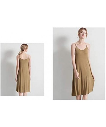 Nightgowns & Sleepshirts Womens Nightgown Long Sleeveless Summer Sexy Sleepshirt Sleep Wear Dress - Brown - CS190E2XWAA