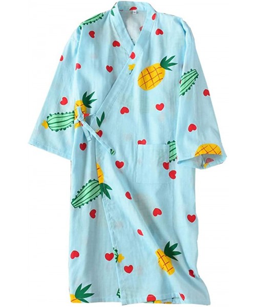 Robes Japanese Women's Robe Cotton Dressing Gown Kimono Pajamas Nightgown[Size L] - Pink951 - CT18GE7ZWO0