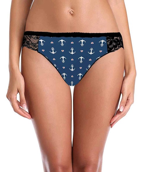 Thermal Underwear Women's Underwear Brief Hipster Pantie Soft Fabric Anchors with Cute Hearts - Multi 1 - C819E77H4HL