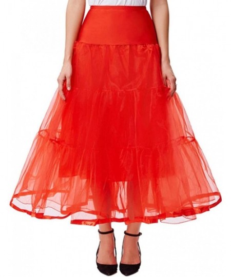 Slips Women's Ankle Length Petticoats Crinoline Underskirt for Long Dress - Red - CL18YRG0N09