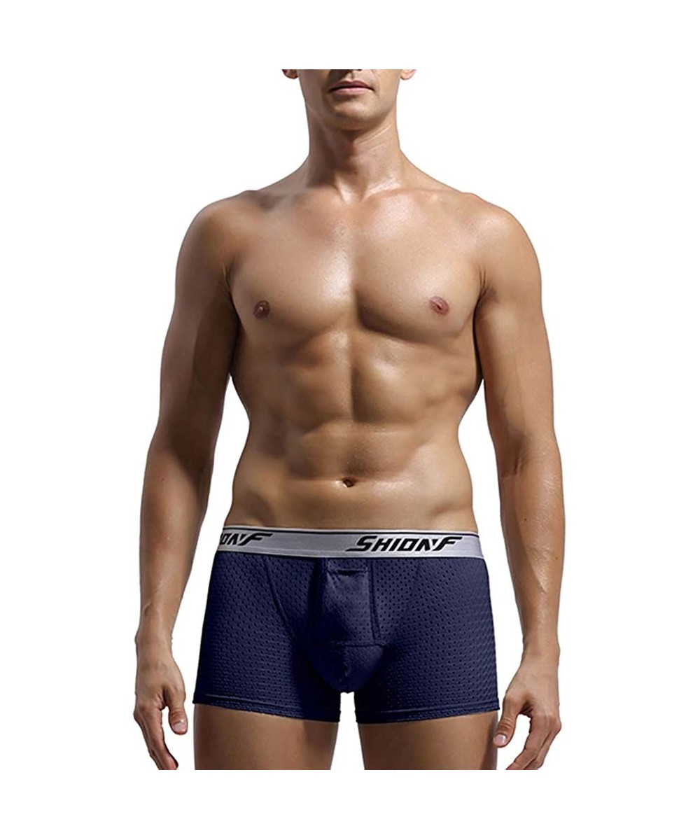 Trunks Men's Boxer Briefs Underwear Colorful 1 Pack Breathable - Navy - C018WYN4R2S