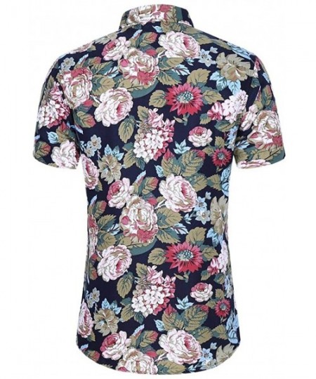 Trunks Men Slim Loose Hawaii Short Sleeve Printed Turn-Down Collar T-Shirt Tops - C7195RD5CI4