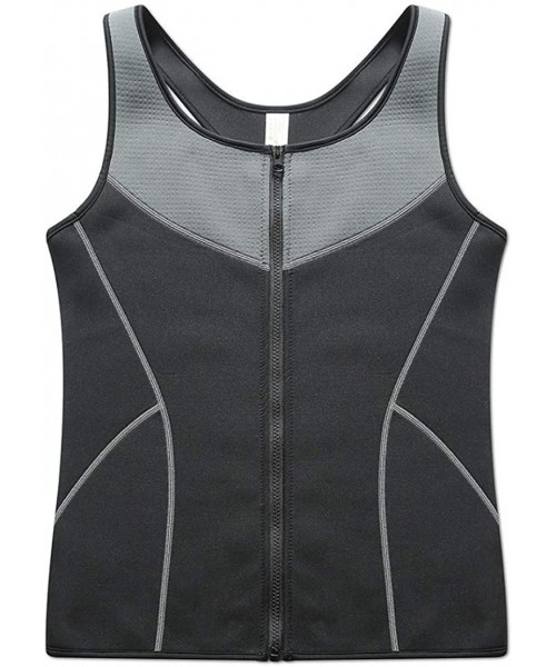Shapewear Men's Sleeveless Sports Shirt Tank Top Workout Waist Trainer Vest for Weight Loss Zipper Body Shaper - Grey - CC19D...