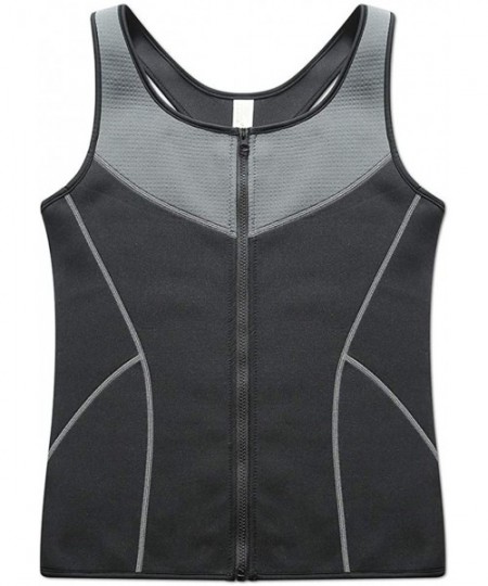 Shapewear Men's Sleeveless Sports Shirt Tank Top Workout Waist Trainer Vest for Weight Loss Zipper Body Shaper - Grey - CC19D...
