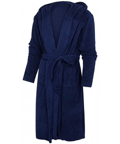 Robes Mens Hooded Long Robe-Chaofanjiancai Winter Warm Plush Fleece Big and Tall Bathrobe Fashion Home Clothes Coat - Z Dark ...