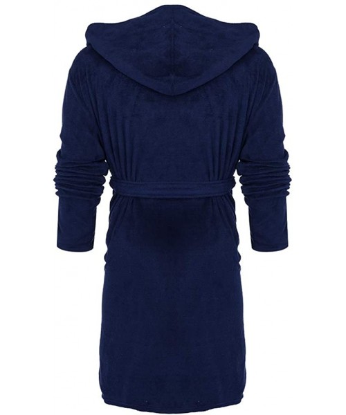 Robes Mens Hooded Long Robe-Chaofanjiancai Winter Warm Plush Fleece Big and Tall Bathrobe Fashion Home Clothes Coat - Z Dark ...