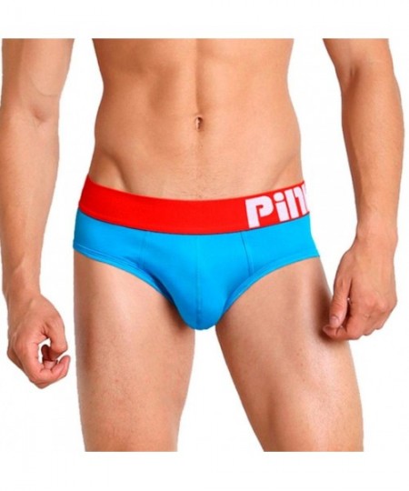 Boxer Briefs Sexy Men Boxer Underpants- Pink Hero Printed Solid Briefs Soft Cotton Pouch Shorts (XL- Blue) - Blue - CL189OS05NN