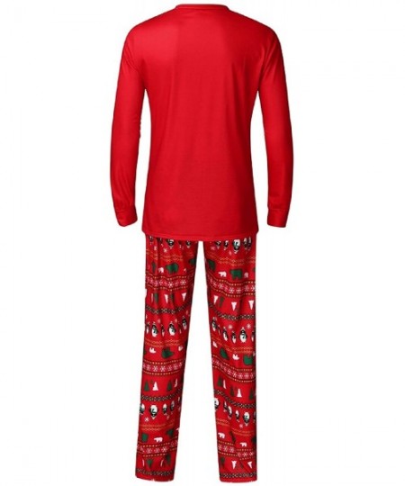 Sleep Sets Family Christmas Pajamas Set Funny Penguin Print Long Sleeve Blouse Tshirt+Lounge Pant Set - Red - C7192GYRXUM