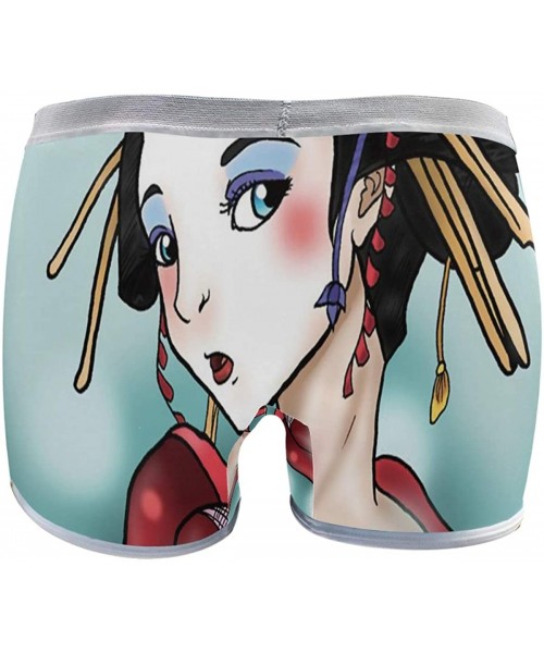Panties Women's Seamless Boyshort Panties Tie Dye Print Underwear Stretch Boxer Briefs - Japanese Geisha - CA18T2NMHW2