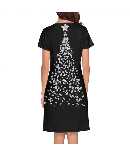 Nightgowns & Sleepshirts Nightgown Womens Night Shirt for Sleeping Sleepwear Short Sleeve Shirts - White-163 - CQ198OR4AOG