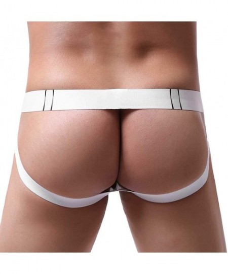 G-Strings & Thongs Men's Sexy Mesh Sheer Pouch Jockstrap Thong Low Rise Hollow Out Bikini Briefs Naughty Underwear - White - ...