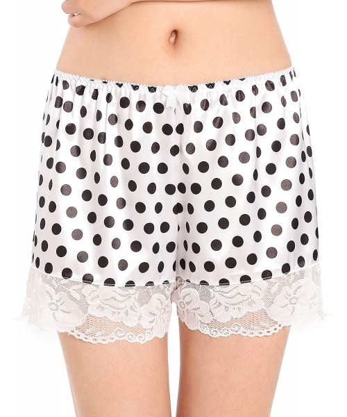 Panties Women's Lingerie Lace Briefs Panties French Knickers Satin Shorts - White Black Dot - CN192Z3T0H2