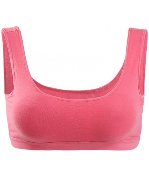 Bras Training Cotton Wire Free Comfort Removable Pad Vest Tops Bra - Hot Pink - C4182EODE5E