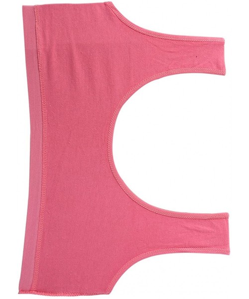Bras Training Cotton Wire Free Comfort Removable Pad Vest Tops Bra - Hot Pink - C4182EODE5E