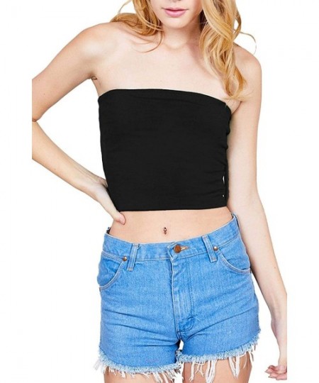 Camisoles & Tanks Women's Strapless Bandeau Double Layered Basic Casual Tube Top - Black - CH19DSA00U5