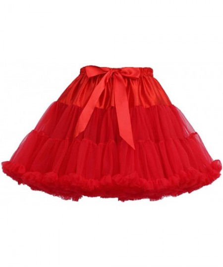 Slips Vintage Adult Short Petticoat Cosplay Half Dance Slips Crinoline Ballet Tutu Skirt - Red - C31802D88ZI