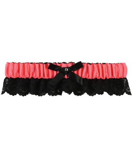 Garters & Garter Belts Natalie Garter with Black Bow- Neon Coral - Neon Coral - CV12KWI9EKD