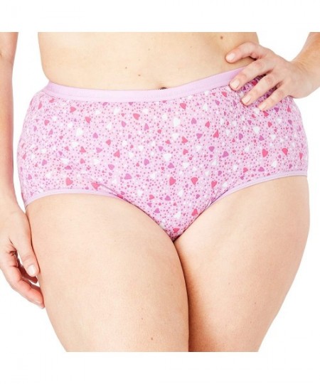 Panties Women's Plus Size 10-Pack Pure Cotton Full-Cut Brief Underwear - Old School Hearts Pack (0977) - CW18LZYGLCX