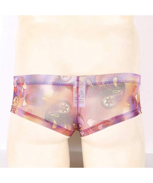 G-Strings & Thongs Men's Sexy See Through Briefs Thong Lingerie Low Rise Sheath Panties Underwear - Bulge Pouch Purple - C219...