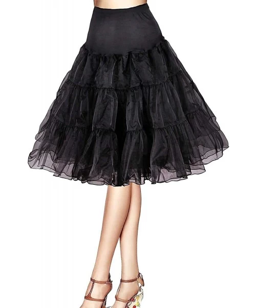 Slips Women's Crinoline 26" Petticoat 1950S Tutu Underskirt - Black - CO19DYN2H37