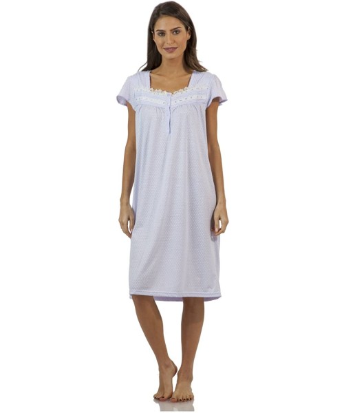Nightgowns & Sleepshirts Women's Botanic Lace Short Sleeve Nightgown - Light Purple - CO12O17J5LG
