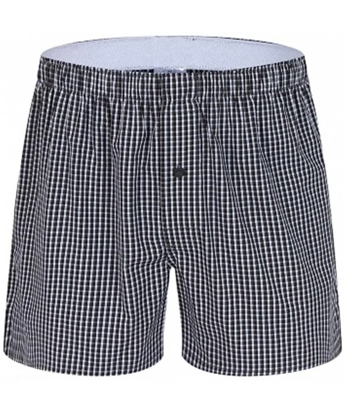Boxer Briefs Men's Swimming Trunks Boxer Brief Swim Underwear Plaid Pants Striped Shorts Boxer Briefs Pajama Casual - Black S...