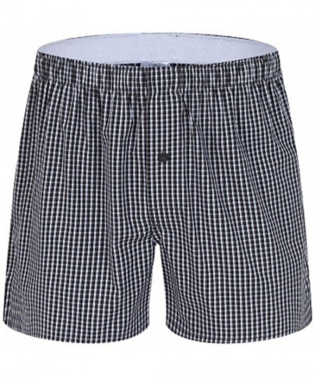 Boxer Briefs Men's Swimming Trunks Boxer Brief Swim Underwear Plaid Pants Striped Shorts Boxer Briefs Pajama Casual - Black S...