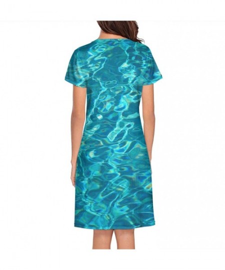Sets Womens Nightgown Red Deer Short Sleeve Sleep Dress - Sea Blue Ocean Turquoise - CX18ZX6KD8N