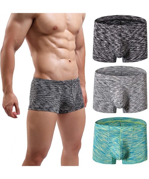 Briefs Men's Underwear Boxer Briefs Breathable Bulge Pouch Underpants Low Rise Elastic - B4black-gray-green - C418E88AYR0