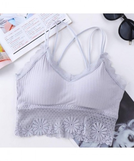 Camisoles & Tanks Women Sexy Bra Solid Vest Lace Camisole Breathable Push Up Top Underwear Wrapped Tube Top Small Gathered Br...