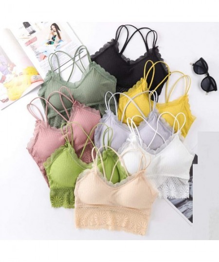 Camisoles & Tanks Women Sexy Bra Solid Vest Lace Camisole Breathable Push Up Top Underwear Wrapped Tube Top Small Gathered Br...