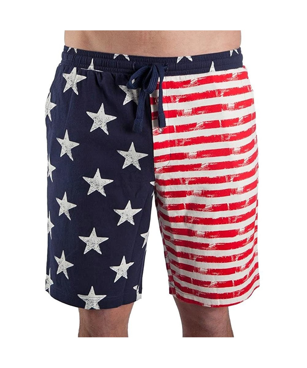 Sleep Sets USA Distressed American Flag Men's Lounge Pajama Shorts - CD18DTCXU9L