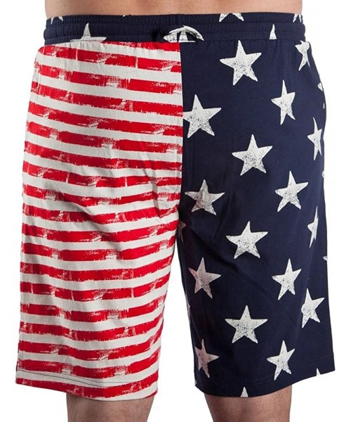 Sleep Sets USA Distressed American Flag Men's Lounge Pajama Shorts - CD18DTCXU9L