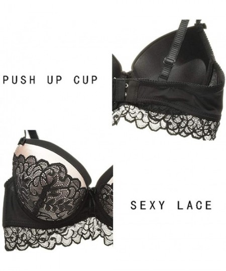 Bras Women's Sexy Bra Set -Ladies lace Underwire Push-up Bra&Everyday Bras - 23black - C9193TTH6NK
