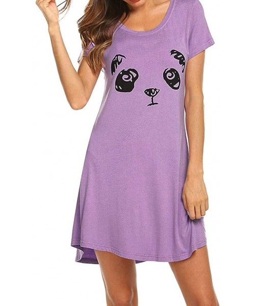 Nightgowns & Sleepshirts 2020 Summer Trendy Popular Ladies Dresses for Women Short Sleeve Casual Cartoon Print Comfy Nightgow...