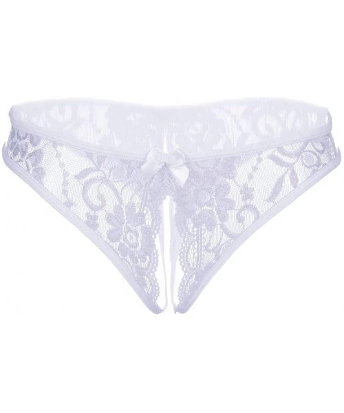 Panties Alluring Underwear one Size Perspective Panties Hollow hot Thong Sexy (Color White- Size Free Size) - White - C61993S...