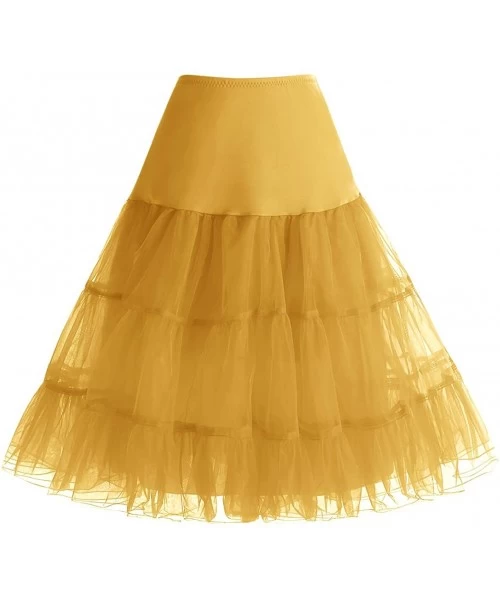 Slips Women's Vintage 50s Petticoat Skirts Crinoline Tutu Underskirt Dress - Gold - CL189X6OI3I