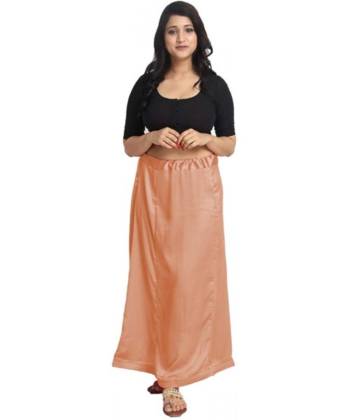 Slips Satin Peach Indian Saree Petticoat Stitched Underskirt Undercoat Adjustable Waist Sari Skirt Quilted PS - CZ190U4WC9W