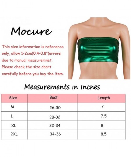 Camisoles & Tanks Women Stretchy Metallic Tube Top Strapless Boob Bandeau Crop Top Stretch Lingerie Breast Wrap Padded Bra - ...