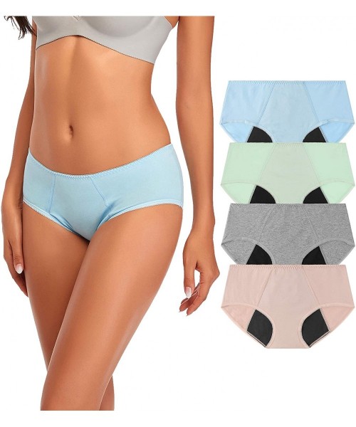 Panties Women Period Panties Leakproof Underwear for Heavy Flow Menstrual Cycle Hipster for Teens - Light Blue/Light Green/Gr...