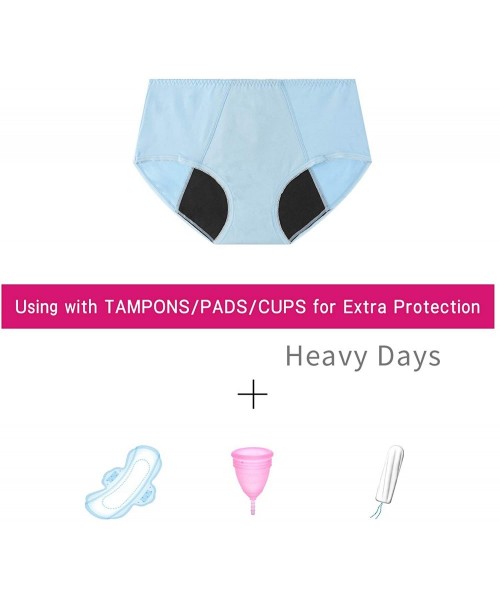 Panties Women Period Panties Leakproof Underwear for Heavy Flow Menstrual Cycle Hipster for Teens - Light Blue/Light Green/Gr...