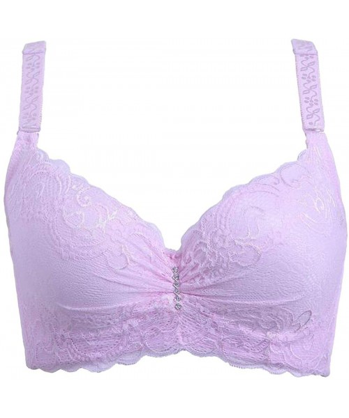 Bras Women's Pushup Plus Size Comfort Strap Underwire Bra - Pink - CP18WXEY8TD