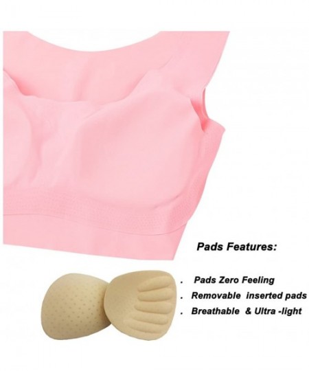 Bras Seamless Daily Bra Wireless Sleep Bra Cami Yoga Bra with Removable Pads Zero Feeling (6 Colors) - Pink - CA18EIL7MRN