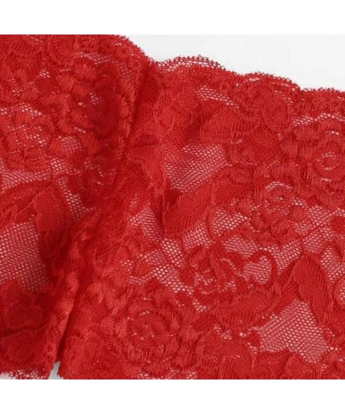 Sets Lingerie for Women for Sex- Sexy Womens Lace Bra Briefs Lingerie Underwear Pajamas Camisole Sleepwear Set - Red - CX18AH...