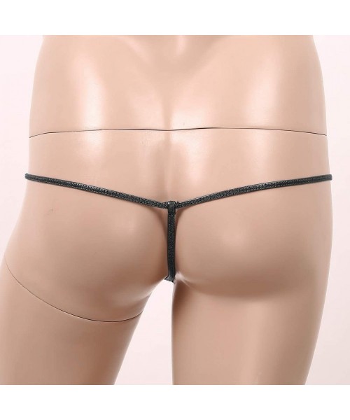 G-Strings & Thongs Men's Low Rise G-String Jockstrap Underwear Hollow Out Micro Bikini T-Back V-String Swimsuit - Black - CD1...