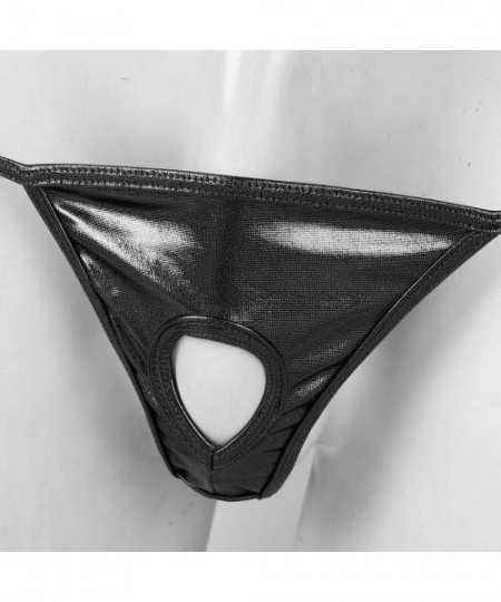 G-Strings & Thongs Men's Low Rise G-String Jockstrap Underwear Hollow Out Micro Bikini T-Back V-String Swimsuit - Black - CD1...
