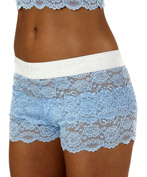 Panties Women's Boxer Briefs Lace Underwear Flat Waistband | Sexy Lace Panties - Light Blue - CQ12N1V47GY
